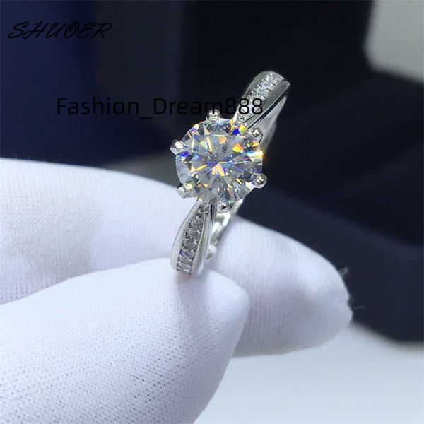 

wedding rings classic 925 sterling silver brilliant cut 1 carat pass diamond tester d color moissanite engagement ring for teen girls gift, Slivery;golden