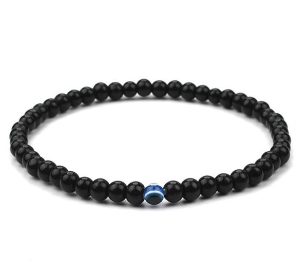 

new 20pcslot punk style diy jewelry black smooth strands beads evil eye bangle bracelets yoga bracelet for men women elastic brac1996677