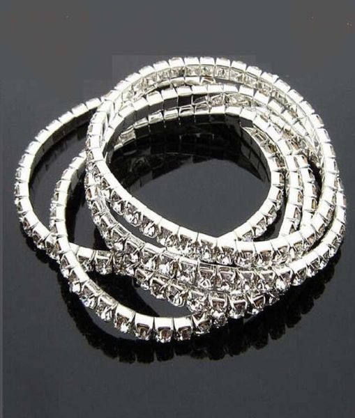 

stretchy one rows bling crystal rhinestone bracelets fashion bracelet chains wedding bride crystal rhinestone bangle jewelry acces4796368, Black