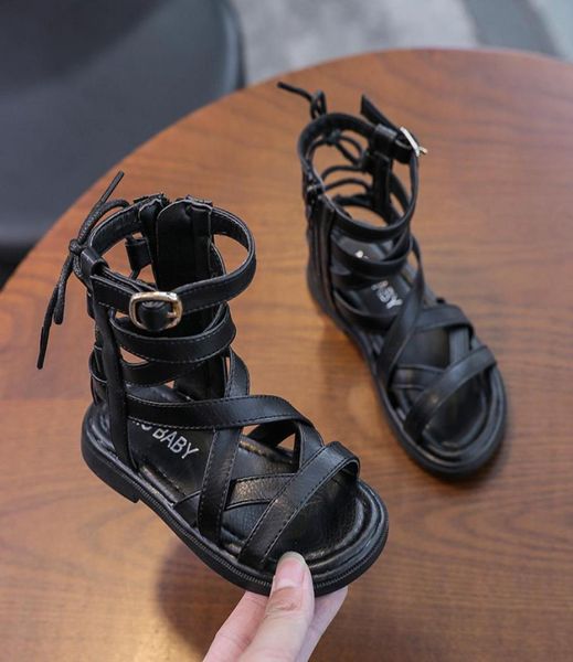 

2021 summer new girls roman shoes children baby fashion little girl princess sandals high tube open toe shoes5183794, Black;red