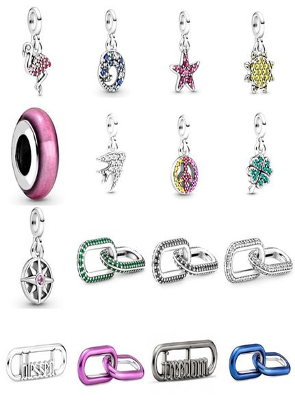 

new 2021 100 925 sterling silver fourleaf clover bird charm fit diy women bracelet necklace original fashion jewelry gift3316015, Black