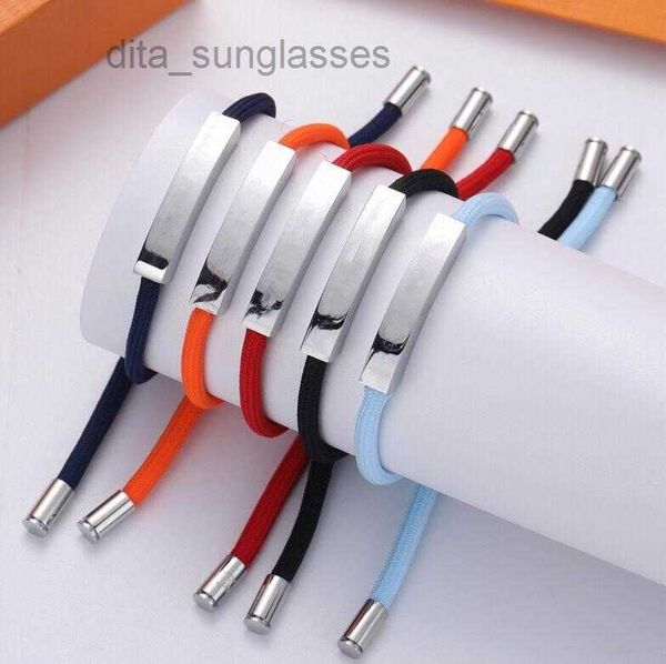 

designer leather rope bracelets for man woman charm bracelet jewelry couple adjustable bangle 5 color with box, Golden;silver