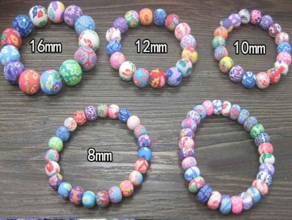 

mixed order 8mm 10mm 12mm 15mm colorful clay polymer clay bracelets 20pcs bohemian beaded bracelets kid039s gift39906709757515, Black