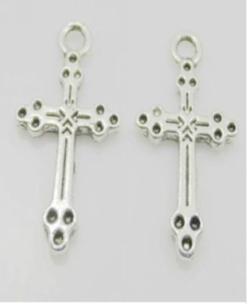 

ship 300pcs tibetan silver cross charms pendant for jewelry making bracelet 21x11mm1174278, Bronze;silver