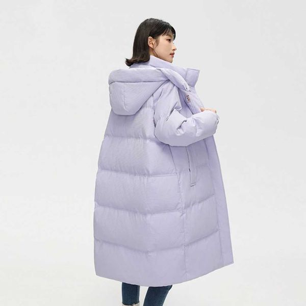 

autumn and winter women hooded long loose down coat, down filling fluffy full comfortable, simple fashion version., Black