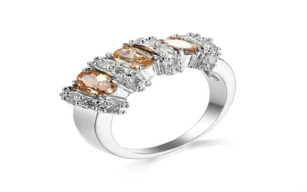 

luckyshine special valentine gift full fire champagne morganite crystal zircon gemstone 925 sterling silver plated russia wedding 9791026, Golden;silver