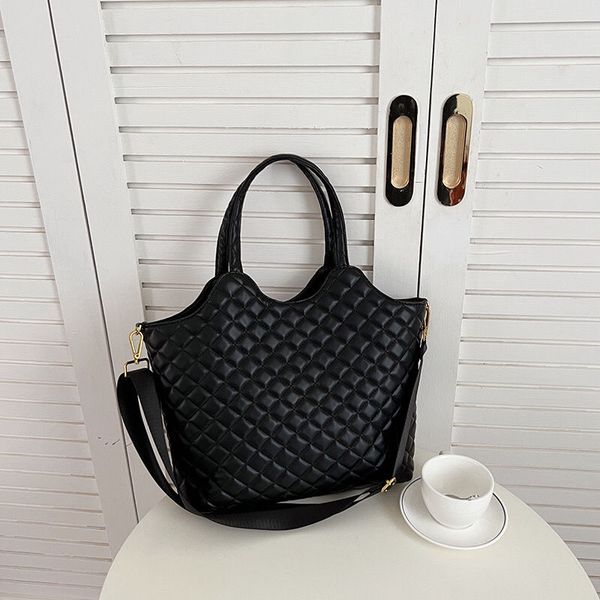 

designer tote bag diamond lattice women's solid color minimalist pu leather handbag shoulder bag, large capacity with designer,lightwei