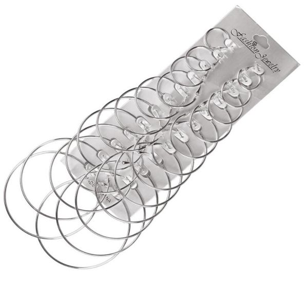 

earing set 12pairs vintage silver gold big circle hoop earrings women steampunk ear clip 1192691, Golden