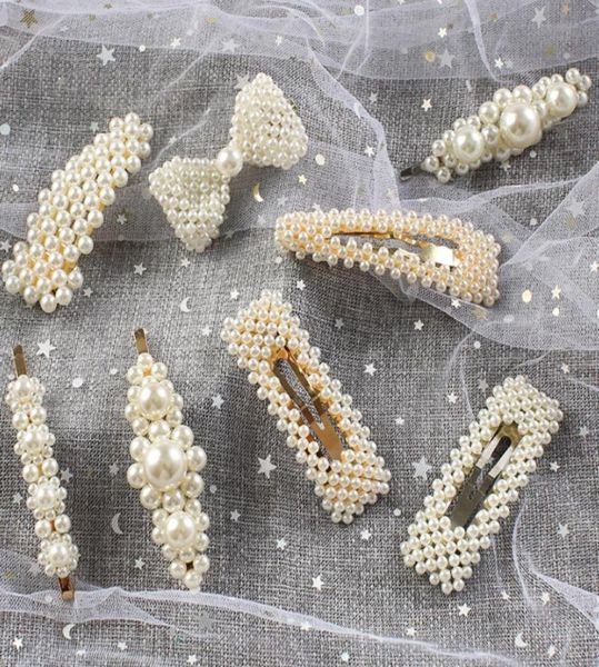 

10pcsset fashion pearl hair clip for women elegant korean design pearl metal hair clips hairpin hair styling accessories6171381, Slivery;white