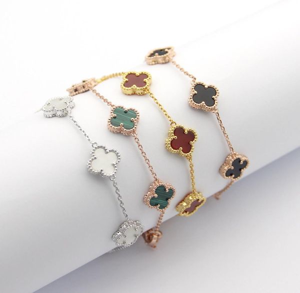 

stainless steel gold plated mini 5 flowers four leaf clover charm bracelets for women luxury fashion jewelry4686899, Golden;silver