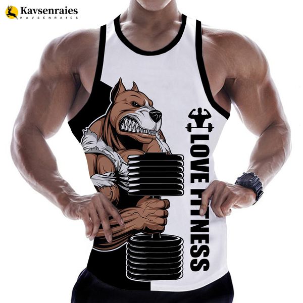 

men' tank rottweiler love fitness 3d tank anime animal letter print sleeveless vest men women harajuku streetwear gym tshirt 230715, White;black