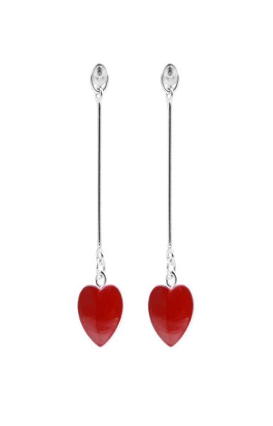 

red heart earrings pearl settings 925 sterling silver linear earring jewelry making for girls 5 pairs2710784, Slivery;crystal