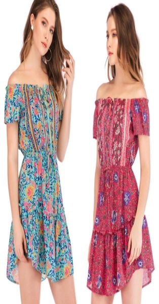 

offtheshoulder oneneck dress spring and summer print skirt dresses2425468, Black;gray