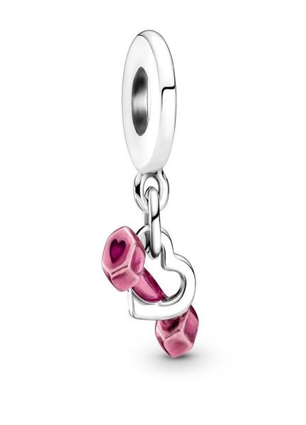 

fits pandora bracelets 20pcs silver dumbbells and hearts pink enamel dangle charm bead fit pandora charms bracelet beads for 925 s3599545, Black