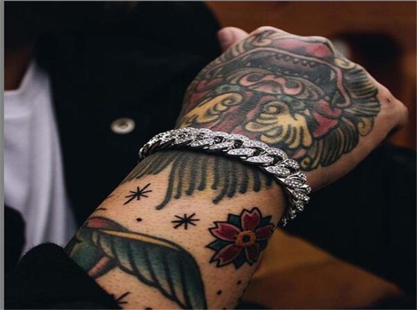 

2021 hiphop bracelet diamond men039s and women039s bracelet full diamond big gold chain bracelet3090615, Golden;silver