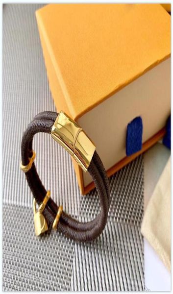 

2023 fashion round brown pu leather bracelet with metal lock head in gift retail box stock sl051202809, Golden;silver