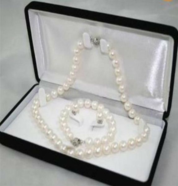 

67mm white akoya cultured pearl necklace bracelet earring set aa7720889, Black