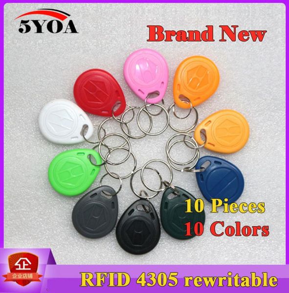 

10 pieces em4305 t5577 duplicator badge copy 125khz rfid tag llavero porta chave card key fob token ring proximity1894401