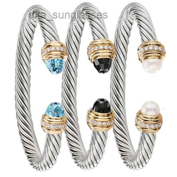 

designer bracelet dy luxury twisted pearl head women fashion versatile twist bracelets jewelry wedding gifts 5mm, Black