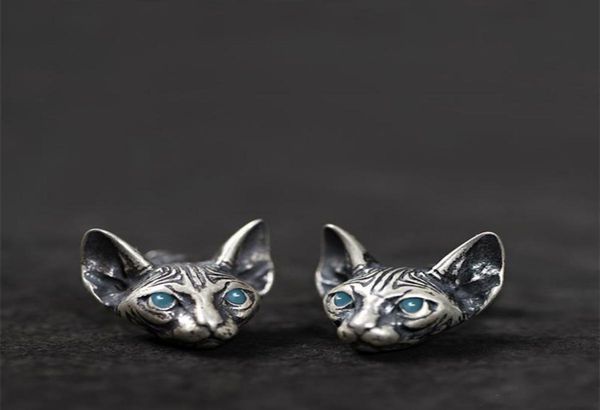 

s2565 fashion jewelry vintage cute men039s women039s silver color sphinx hairless cat stud earrings9982130, Golden;silver