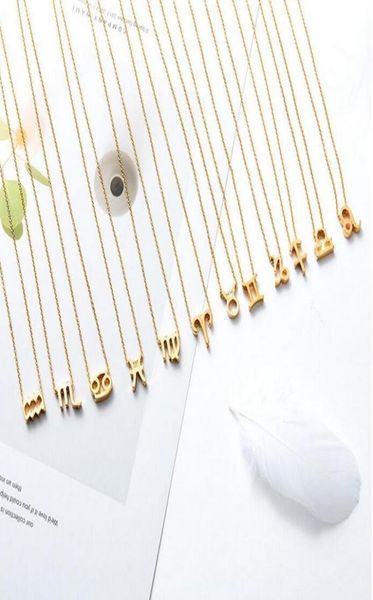 

12 zodiac necklaces with gift card constellation sign pendant silver chains necklace for men women fashion jewelry in bulk7942690