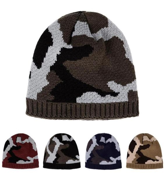 

new men camouflag winter thickened warm beanies hat army camo color soft hunting fishing climbing outdoor sport knitted cap4807820, Black;white