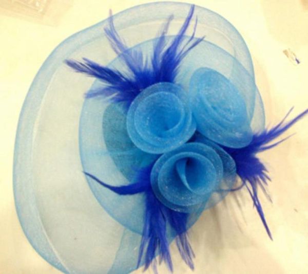 

feather hair mesh hat fascinator clip flower wedding party fascinator 20pcslot19521832400, Silver
