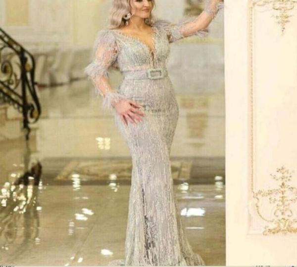 

evening dress yousef aljasmi vneck pearls feather mermaid long sleeve s kim kardashianc9102706, Black;pink