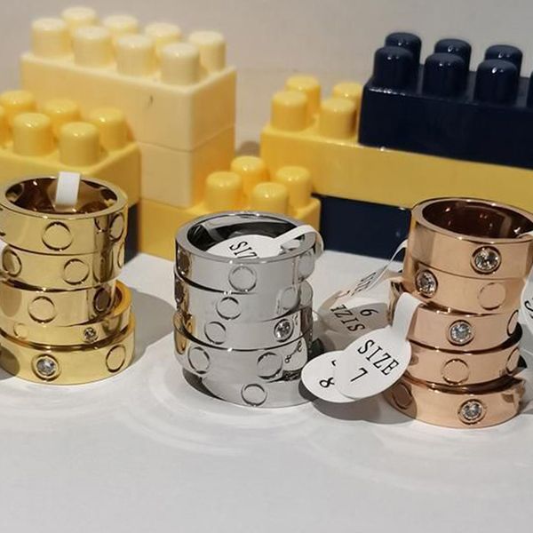 

fashion designer rings titanium steel silver love ring mens and womens rose gold jewelry for lovers couple gift