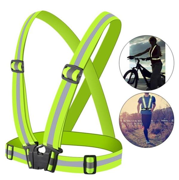 

adjustable outdoor running cycling vest harness reflective belt safety jacket new chic3413391, Black;blue