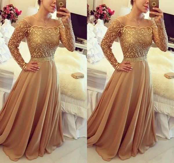 

2019 new design evening gowns golden off shoulder long sleeve chiffon a line party prom dresses custom made 9777266, Black