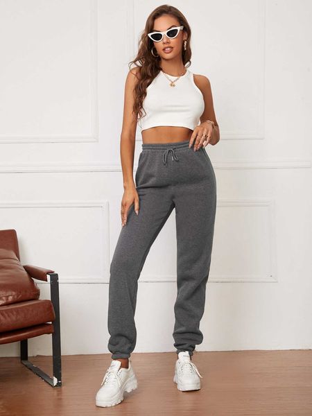

women's tall solid drawstring waist sweatpants, White