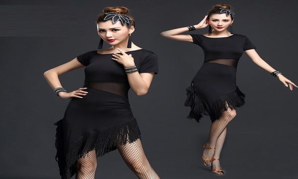

black red pink blue adultgirl latin dance dress salsa tango chacha ballroom competition practice tassel dance dress6722692