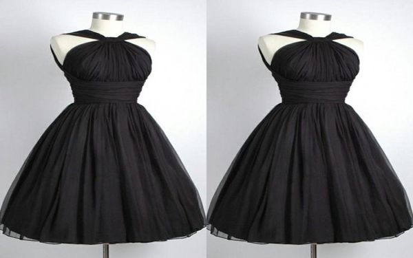 

2021 black graduation dresses vintage party dress aline halter chiffon pleated short cocktail dresses for graduations9583943, Blue;red