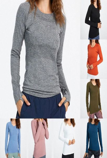 

yoga ladies sports t shirts long sleeve outfit tshirts wicking knit high elastic fitness workout fashion tees1527645