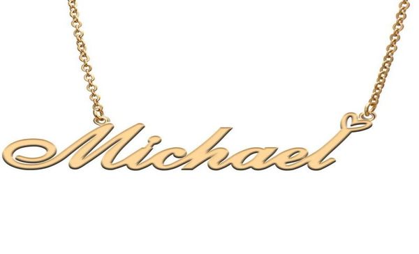 

pendant necklaces love heart michael name necklace for women stainless steel gold silver nameplate femme mother child girls gift9683508