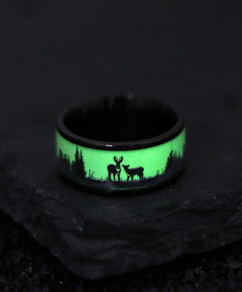 

christmas rings present elk luminous ring glow in the dark stainless steel hip hop jewelry will and sandy5263926, Silver