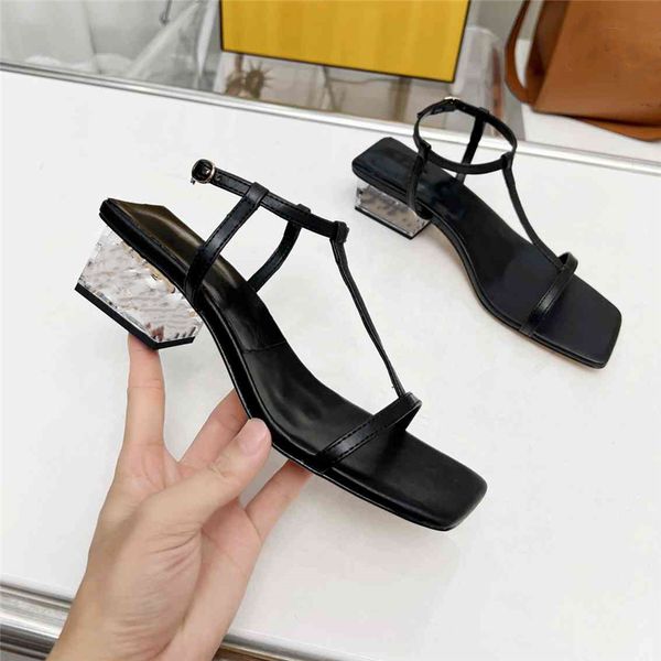 

summer popular women's sandals 2023 fendyity fashion luxury brand business work leisure travel letter logo women's high heels men&, Black