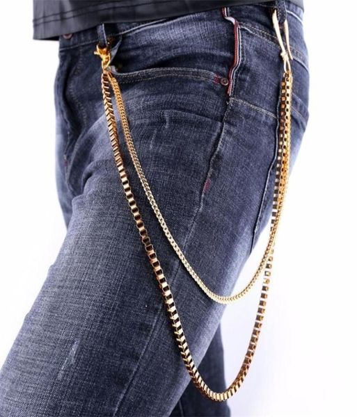 

new fashion 2017 hiphop punk rock waist accessories 65cm 2 layer gold color foxtailbox belly chain for men pant chains bc2323 t209742425, Silver