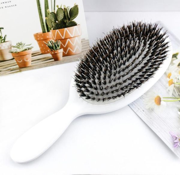 

boar bristle paddle hair brush massage comb anti static detangling hair comb scalp care massage brush barber hairdressing tools 228829811, Silver
