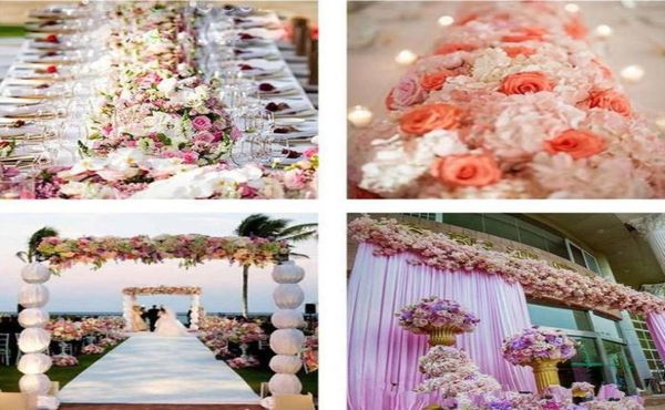 

flower wedding road lead flowers long table centerpieces flower arch door lintel silk rose wedding party backdrops decoration1127890