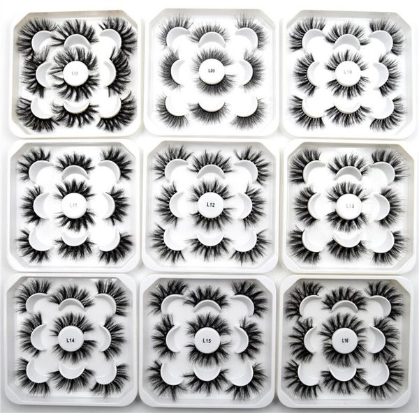 

5 pairs fluffy faux mink eyelashes thick curl 3d false eyelash lashes full stripfake eye lash extension silk eyelashs4936677