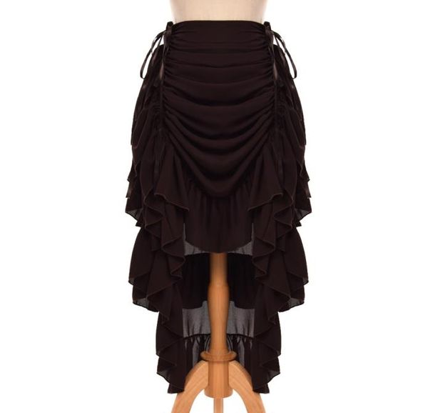 

retro women ruffled cosplay chiffon skirt vintage victorian steampunk gothic costume smlxl 8colors3700728, Black;red
