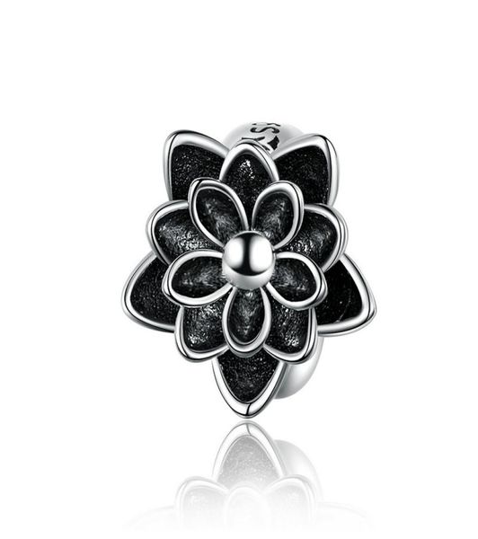 

vintage unique tibetan silver black lotus charms fit charms for girls christmas gifts real 925 sterling silver3872038, Bronze;silver