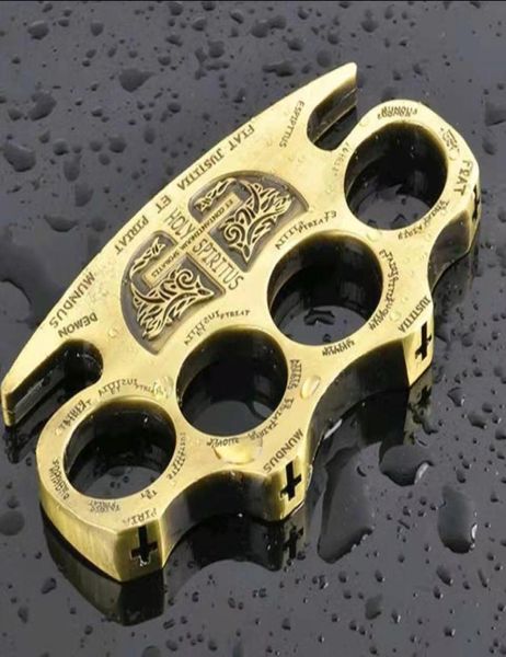 

high hardness hell detective constantine brass knuckle outdoor edc tools knuckles duster buckle break window selfdefense tool 6662756869