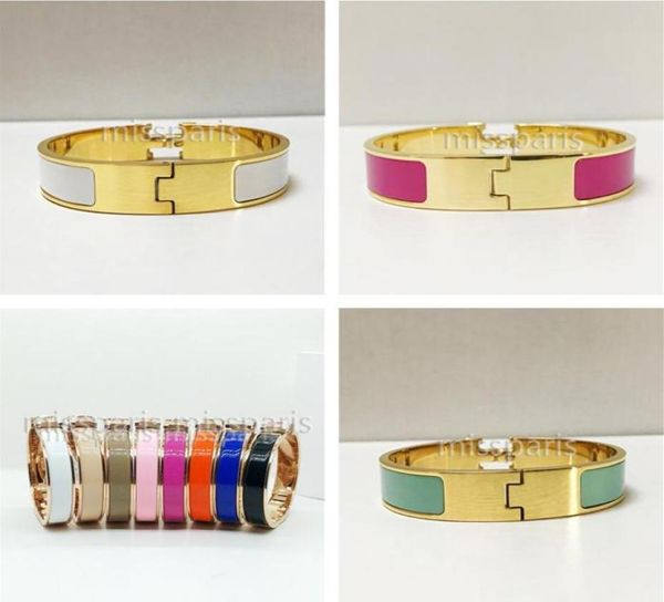 

enamel rainbow bangle bracelets men and women titanium steel gold buckle deisgber bracelet fashion jewelry 31 colors3065400, Black