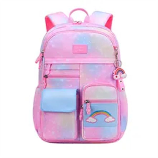 

2022 new primary school backpack cute colorful bags for girls princess school bags waterproof children rainbow series schoolbags a3, Black
