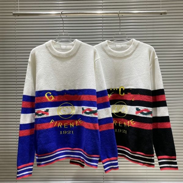 

2023 sweater mens womens sweatshirt long sleeve embroidery couple sweater autumn winter casual pullover striped letter sweaters for women 2x, White