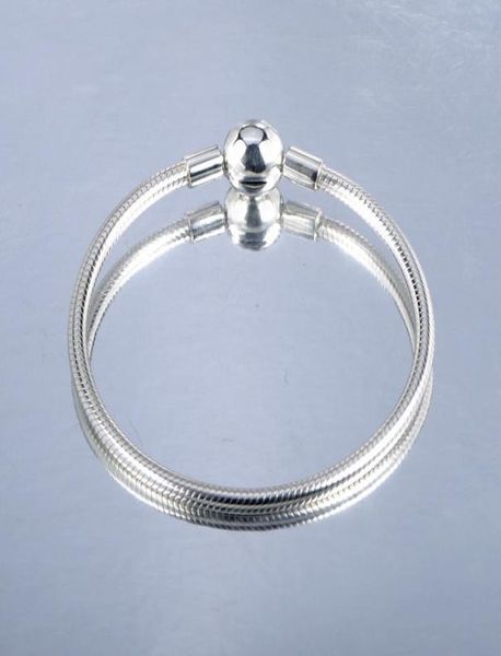 

925 sterling silver 18k gold chain bracelets round bead -shaped fit charms bead wedding bangle bracelet jewelry gift for women3463240, Black