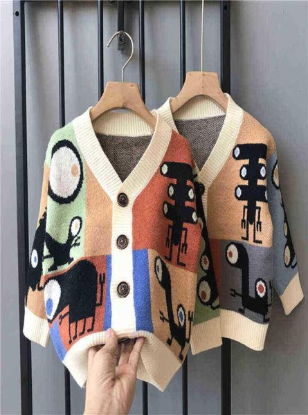 

18year baby boys knitted sweater autumn winter v neck single breasted jacket kids catoon casual sweater y09257886920, Blue
